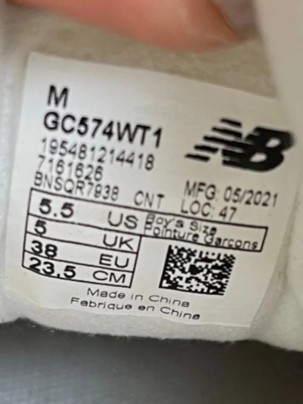 New Balance 574 Boys Size 5.5Y Red White Athletic Running Walking Shoes Sneakers